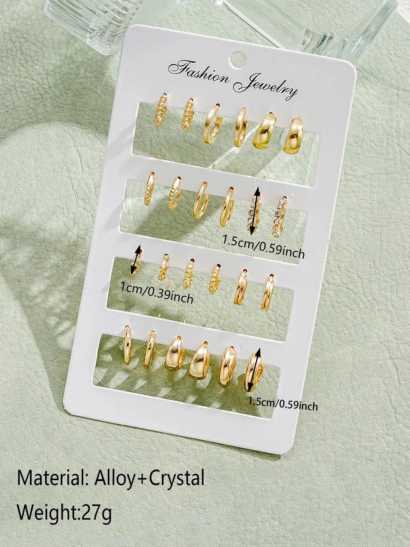 Simple Geometric Design Hoop Earrings, 6/12 Pairs Fashionable Earrings for Women & Girls for Party, Daily Clothing Decor, Trendy All-match & Exquisite Jewelry for Birthday Gift