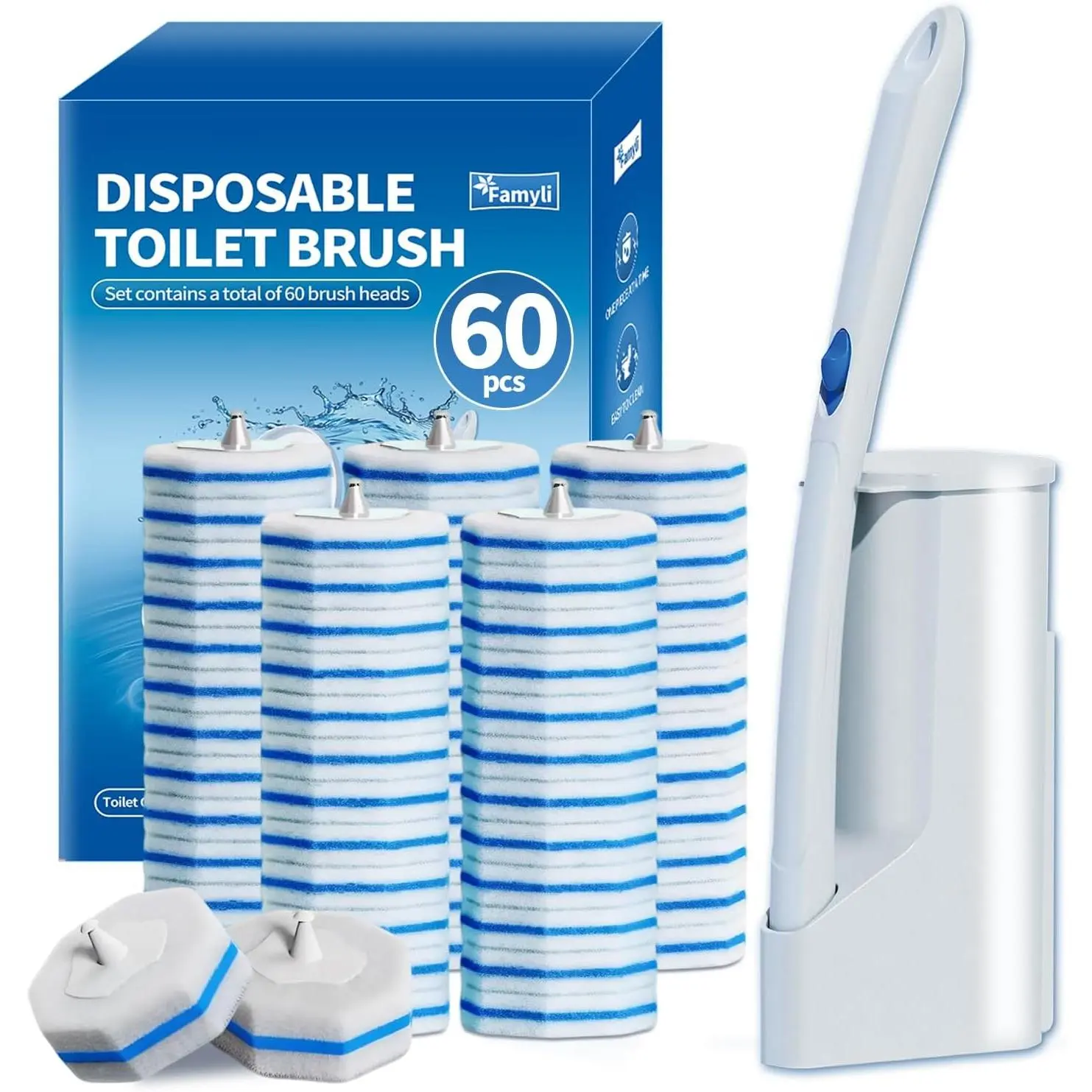 Disposable Brush Set with 60 Brushes, Pads, and a Starter Kit with a Case for Deep and Hygienic Maintenance