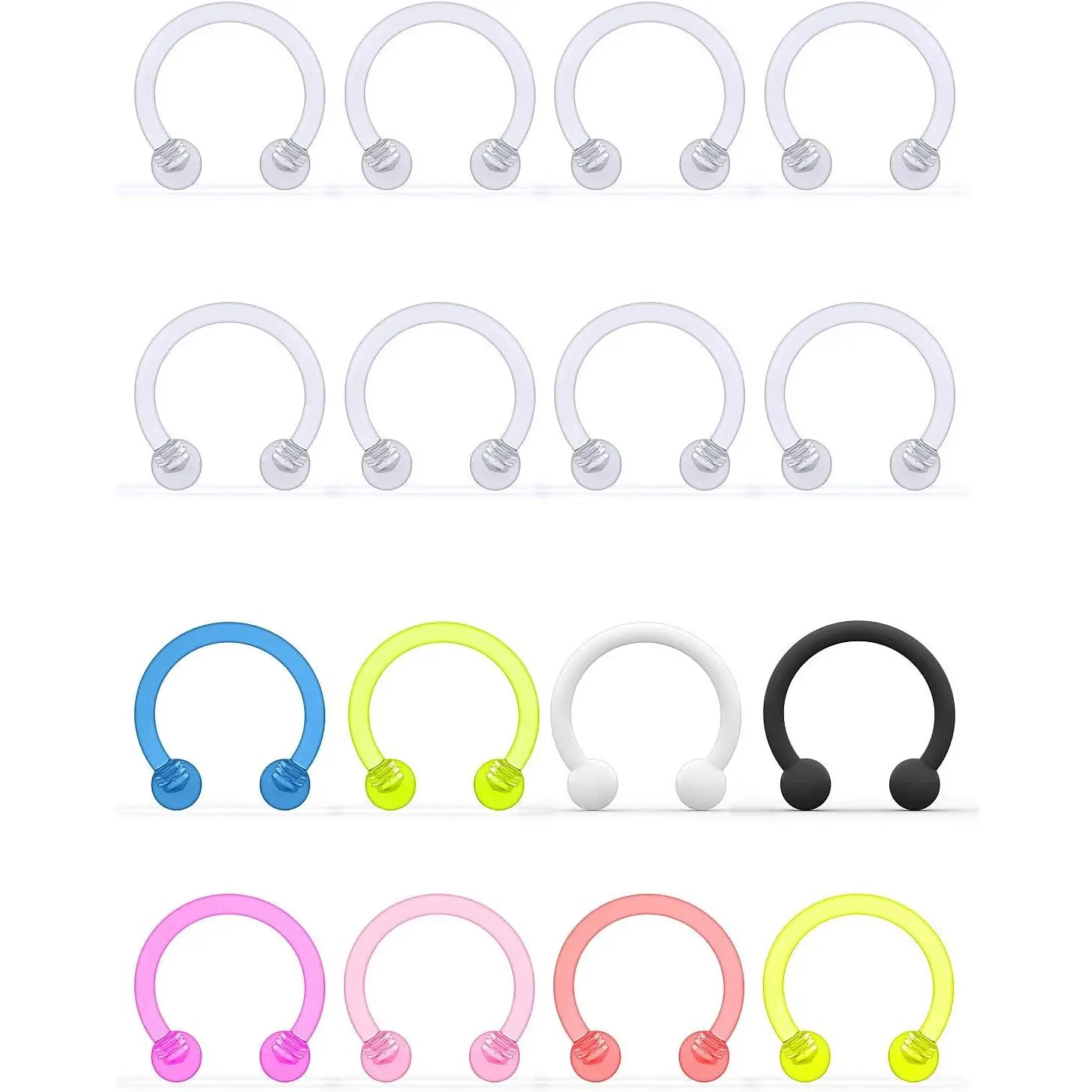 18G 16G 14G Plastic Septum Rings Flexible Lip Rings Hoops Septum Nose Rings Smiley Piercings  Horseshoes Cartilage Helix Rook Daith Earrings  Retainer for Work 8mm 10mm 12mm