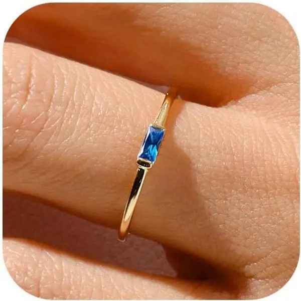 Birthstone Rings for Women Non Tarnish Dainty Gold Stackable Ring