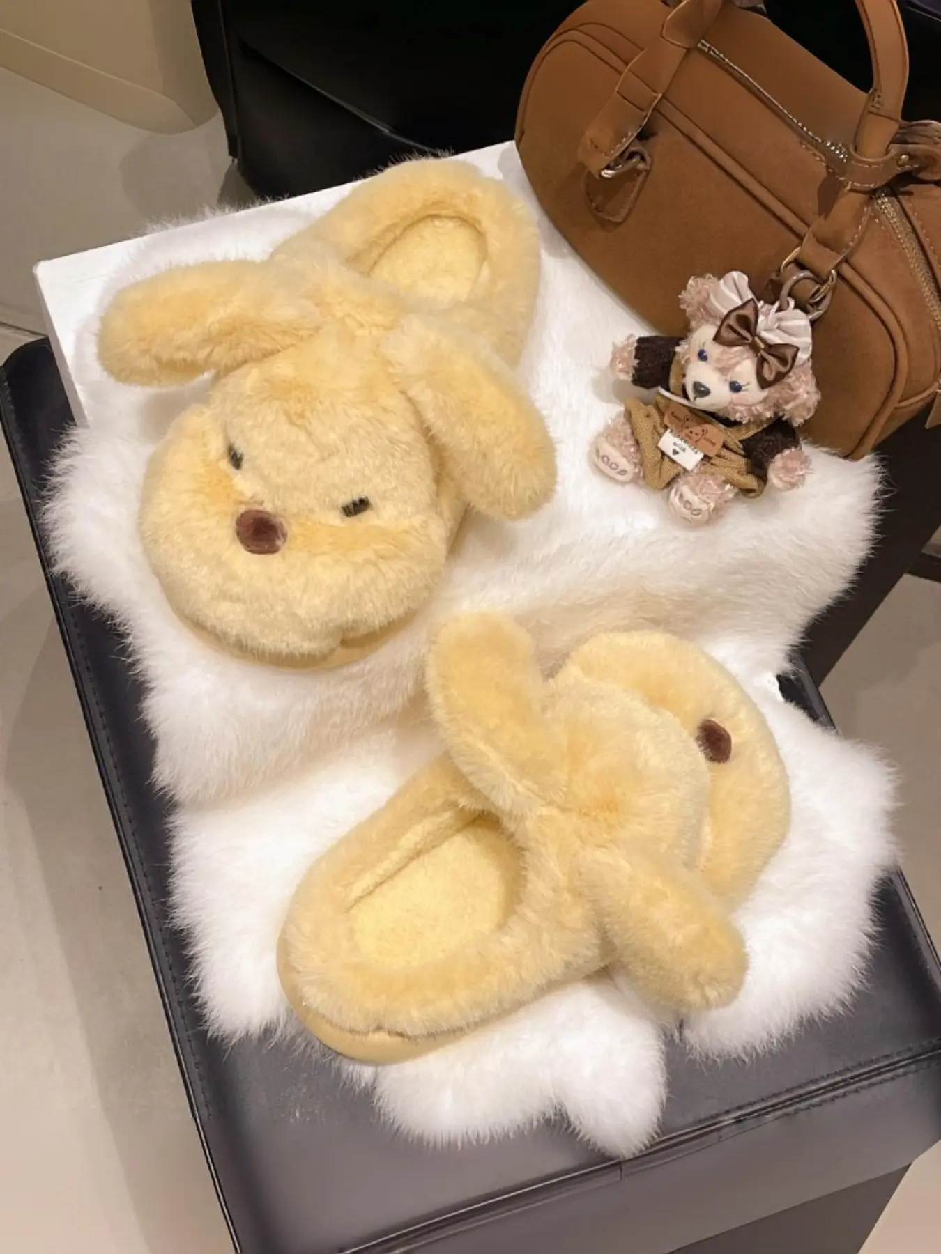 Adorable Doggy Design Plush Cotton Slippers, Winter Warm Anti-Slip Home Shoes, Cute Cartoon Fuzzy Slippers for Indoor & Outdoor Comfort