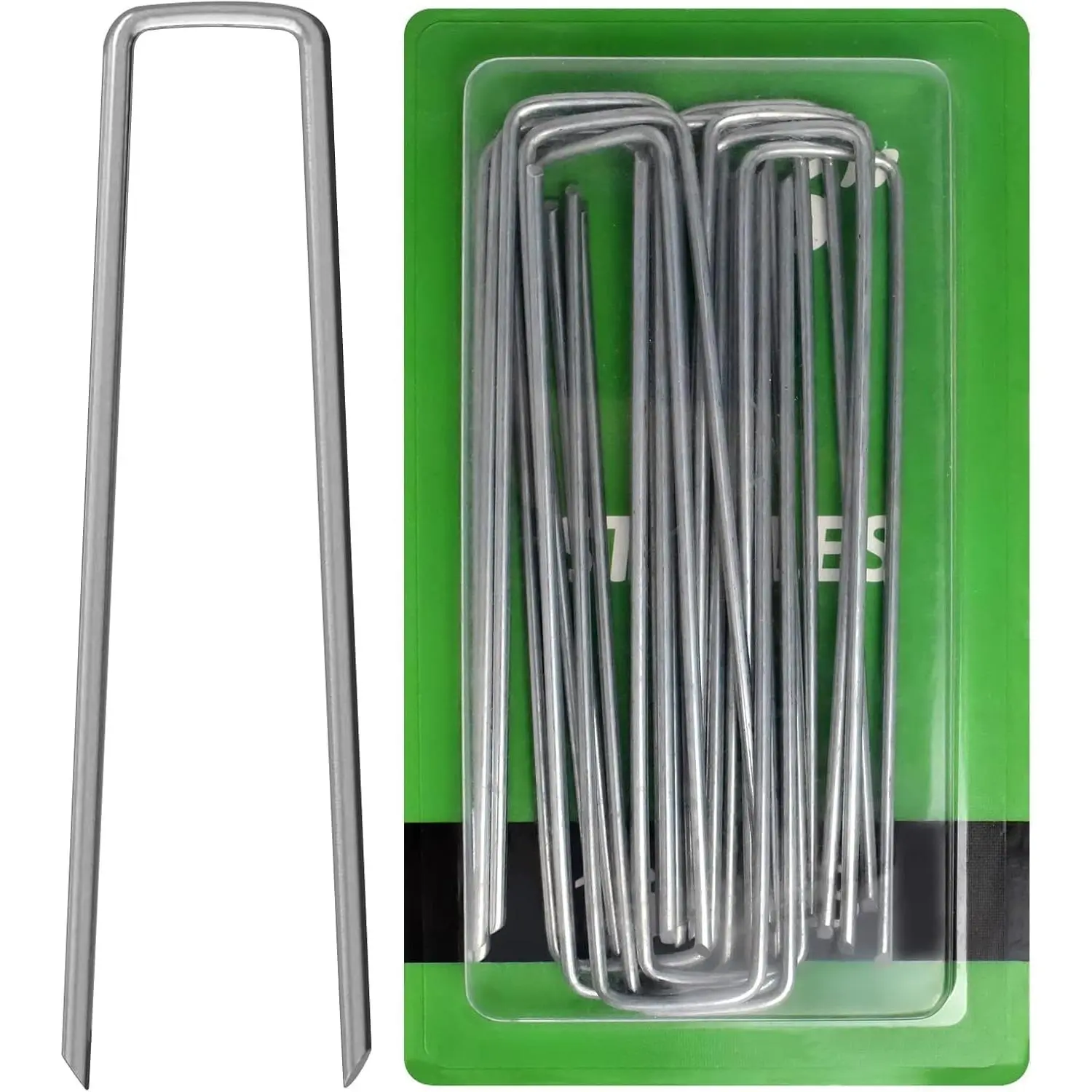 Landscape  6 Inch Galvanized Anti-Rust Garden Stakes 11 Gauge | 16 Pack Sod Yard Pins Heavy Duty for Weed Barrier Fabric, Lawn, Ground Decorations, Artificial Turf, Irrigation Tubing Hose