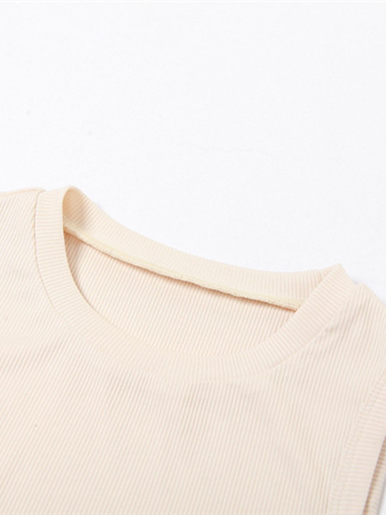 Women's Solid Crop Top & High Waist Skinny Pants Two-Piece Set, Casual Fashion Cozy Two Piece Outfits for Daily Outdoor Wear, Women Clothes for Summer