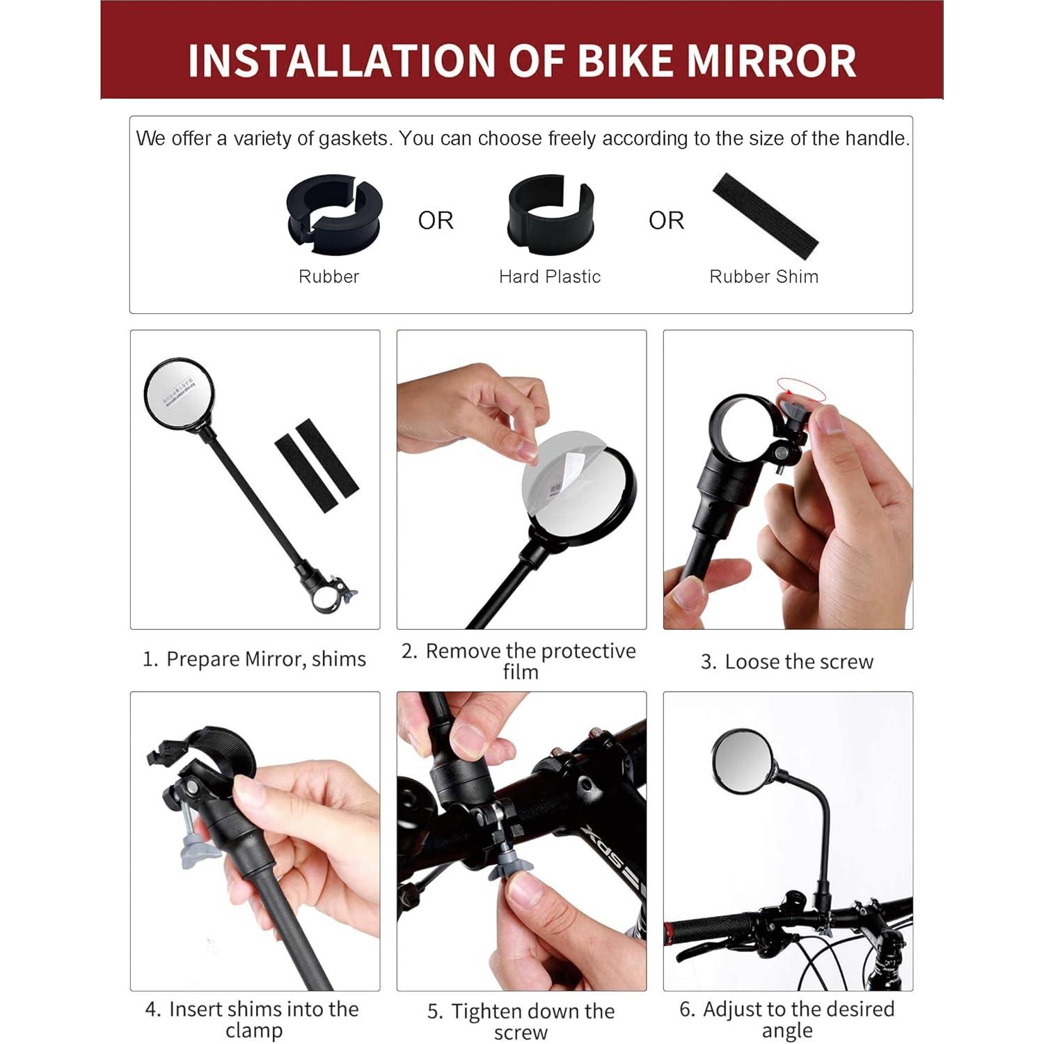 Mirror, Adjustable Handlebar Rear View Mirrors For Mountain Road   Electric  (Black-2PC)