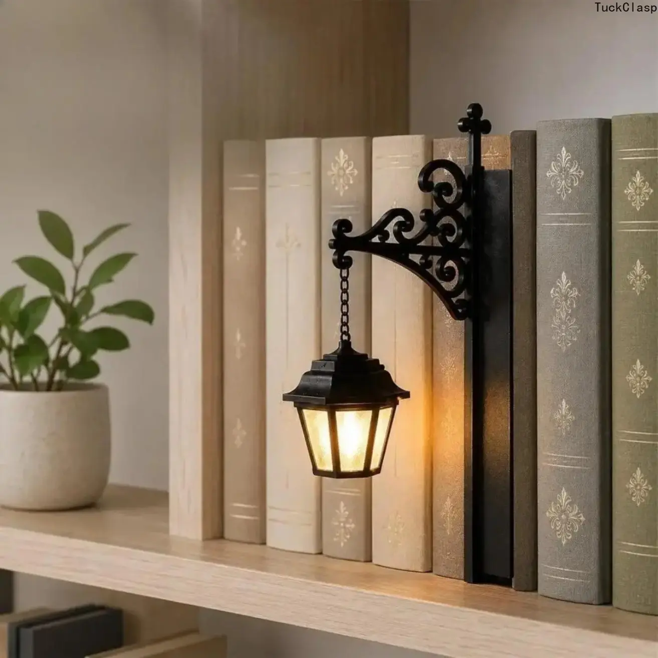 Aesthetic Book Nook Lamp, Vintage Library Lantern Bookshelf Light with Warm Soft Glow, Fantasy-Inspired Reading Decor, Portable Shelf Accent Light for Home Library, Bedroom & Reading Corners, Cozy BookTok-Inspired Gift for Book Lovers & Readers