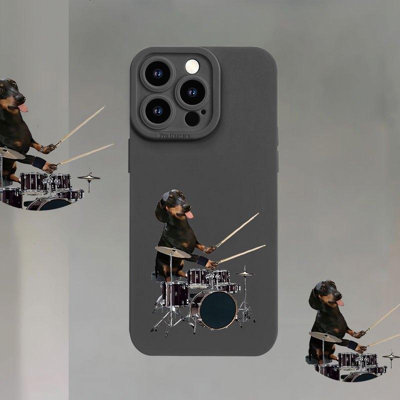 New Creative Drum Dog Pattern Phone Case, TPU Shockproof Full Protection Case, Suitable for iPhone 17/16/15/14/13/12/11 PRO MAX PLUS AIR E XS and PROMAX MINI, Ideal Gift for Friends and Family, MS1235