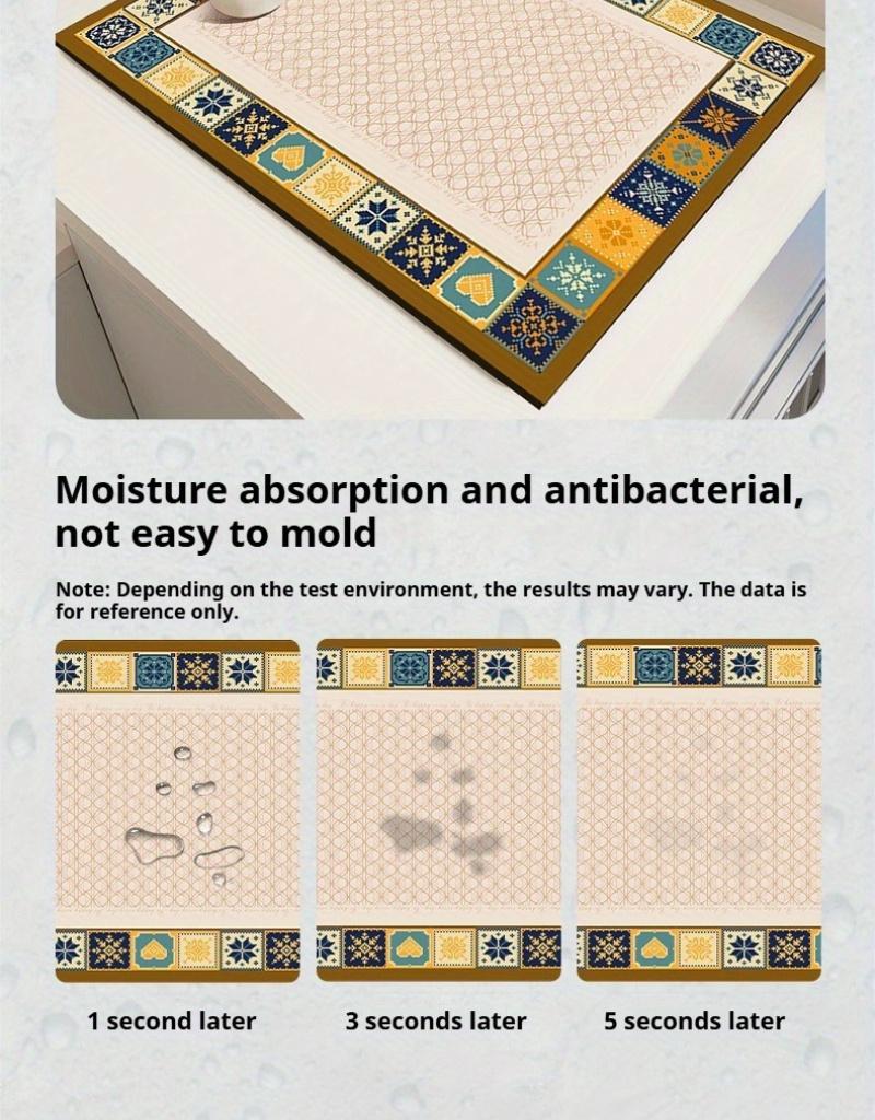 A Bohemian-style Drying Mat - Super Absorbent, Quick-drying, Non-slip, Heat-resistant Diatomaceous Earth Countertop Mat, Retro Mosaic Floor Mat, Suitable for Dining Tables, Coffee Machines, Washing Machines, Kitchens, Bathrooms, Stylish Home Decor.