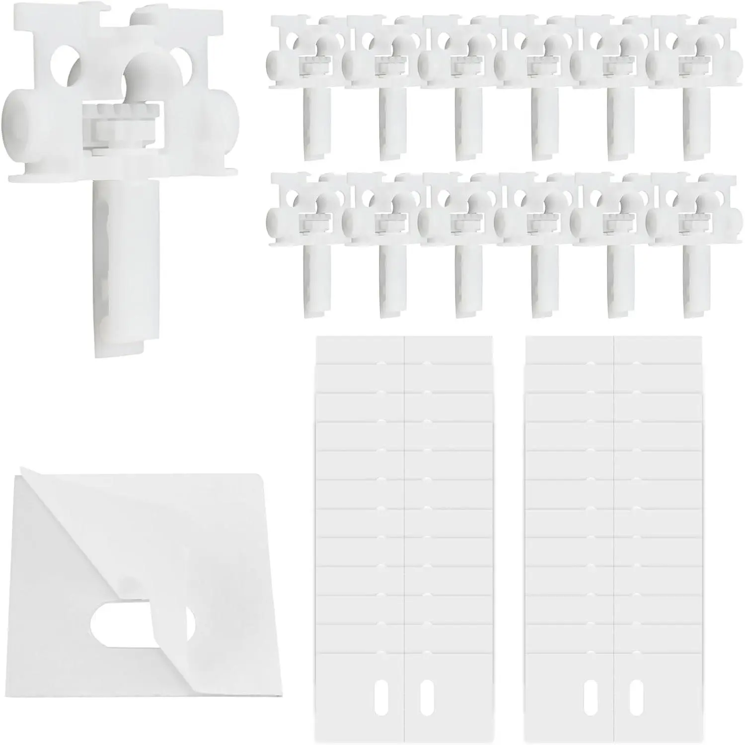 12 Sets White Vertical Blind Repair Kit with Stem, Gear & Pulley Head + 25Pcs Clear Blind Repair Tabs, Replacement Parts for Curtain Accessories