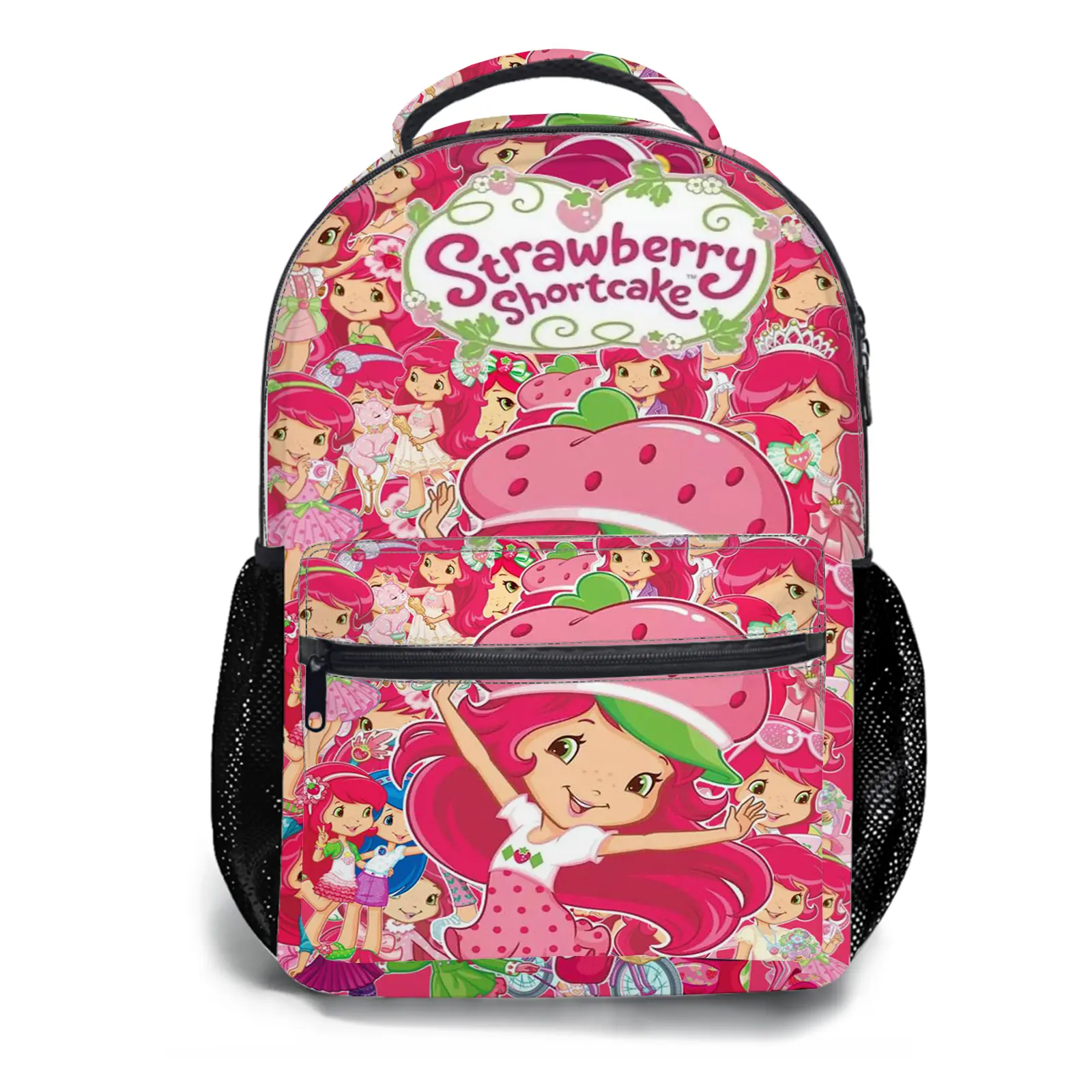 strawberry shortcake Y2K Fashion School Backpack for Teen Girls, Cute Cartoon Aesthetic Student Bookbag with Padded Shoulder Straps, Large Capacity Casual Daypack and Travel Bag for Kids a-180