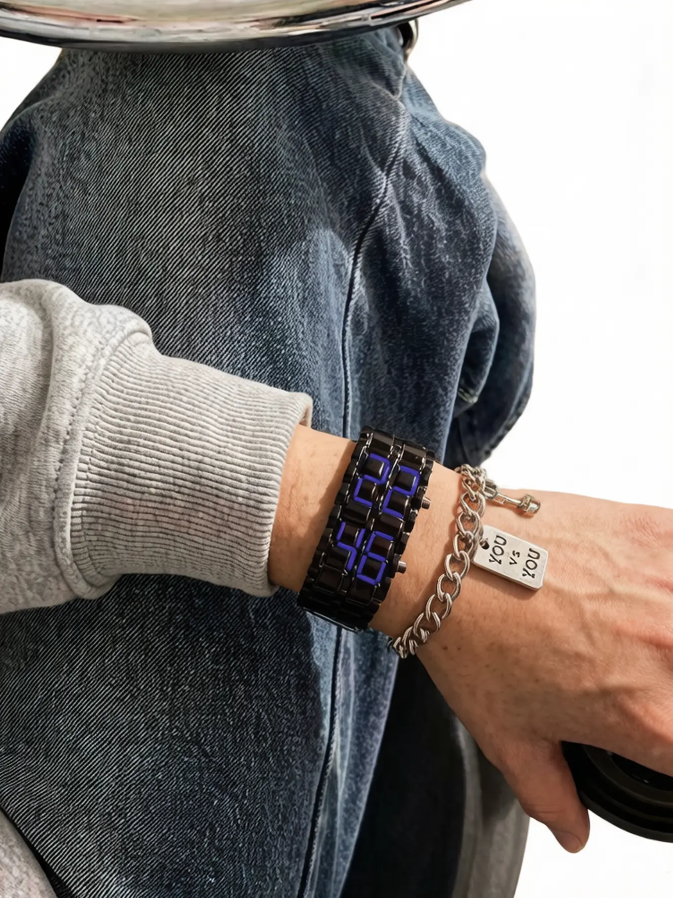 2-piece/set personalized creative lava LED waterproof men's watch and bracelet retro men's watch couple set