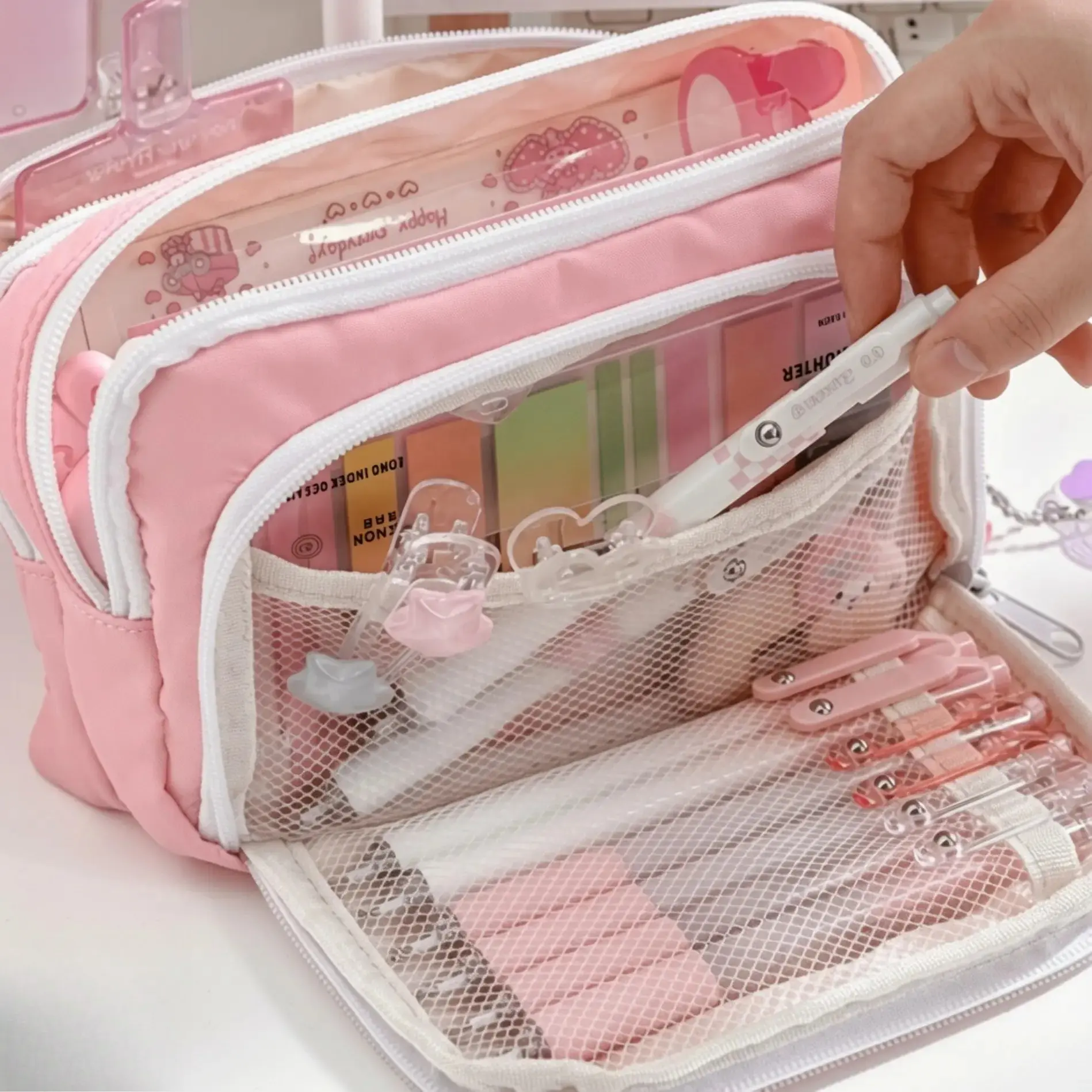 Front Open Pencil Case Aesthetic Clear Window Pen Pouch Large Capacity Minimalist Stationery Organizer Bag for Students, Cute Desktop Storage School Office Daily Use