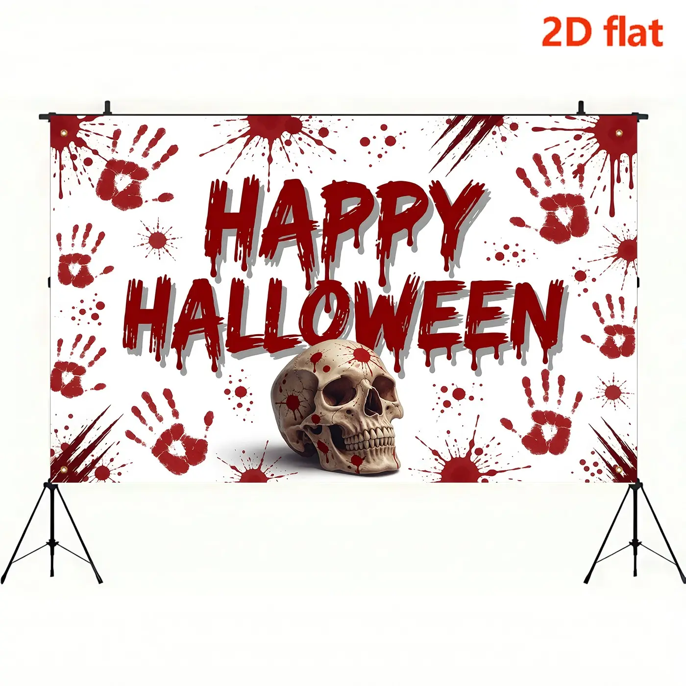 Halloween Polyester Print Backdrop, Blood Text Skull Banner, Party Photography Home Decor, Spooky Atmosphere, Wall Decoration
