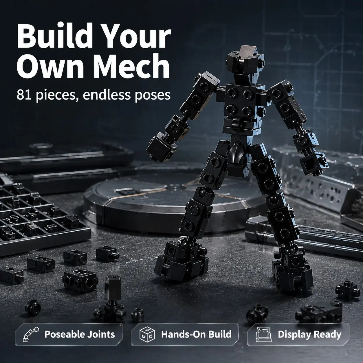 Robot Skeleton Model Accessories, 81pcs/set DIY Mech Joint Skeleton Small Particle Children's Building Blocks, Creative Birthday and Holiday Gift Options, Building Kit, Jointed Model Kit, DIY Assembly Kit, Model Building Kits