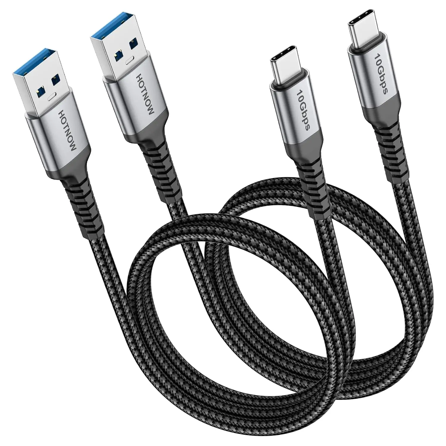 Portable USB A to USB C 3.0 Data Cable (2-Pack, 36in/3FT) - 10Gbps High-Speed Data Sync, 3A Charging, Mobile Device Protection, Durable, Compatible with Galaxy Series, iPhone 15/16/17, Smart Devices