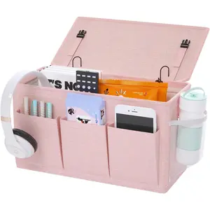Dual-purpose Bedside Caddy Bedside Organizer, Bed Caddy with 6 Pockets, Versatile Bedside Storage Solution Magazine Remotes holder, ideal for Home, Dorm, Hospital, Crib Bed