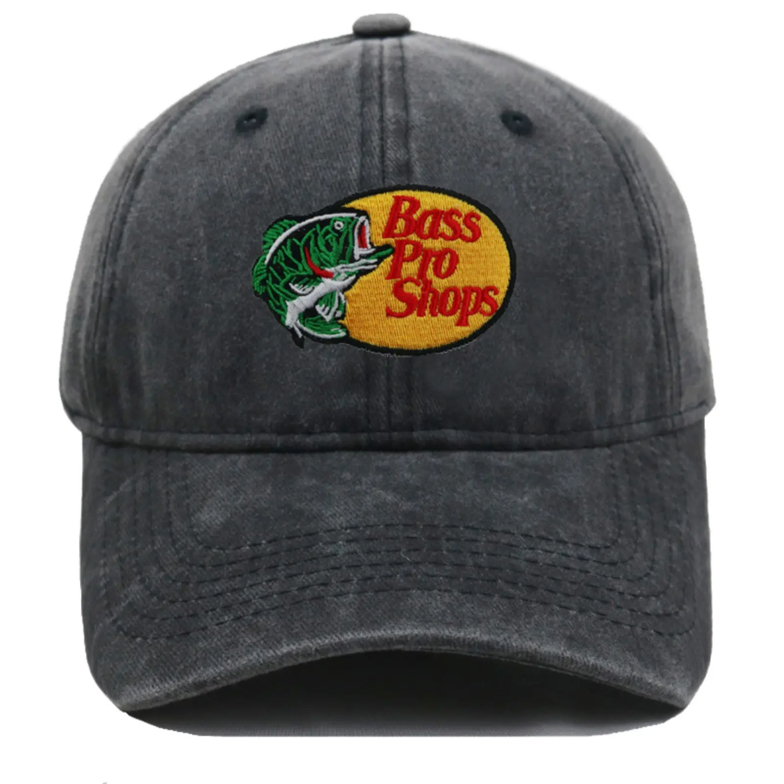 Vintage Washed Bass Pro Shops Embroidered Dad Hat for Adults, Mens Hats, 56-58cm Adjustable Cotton Sun Visor with Sun Protection for Outdoor Fishing Camping