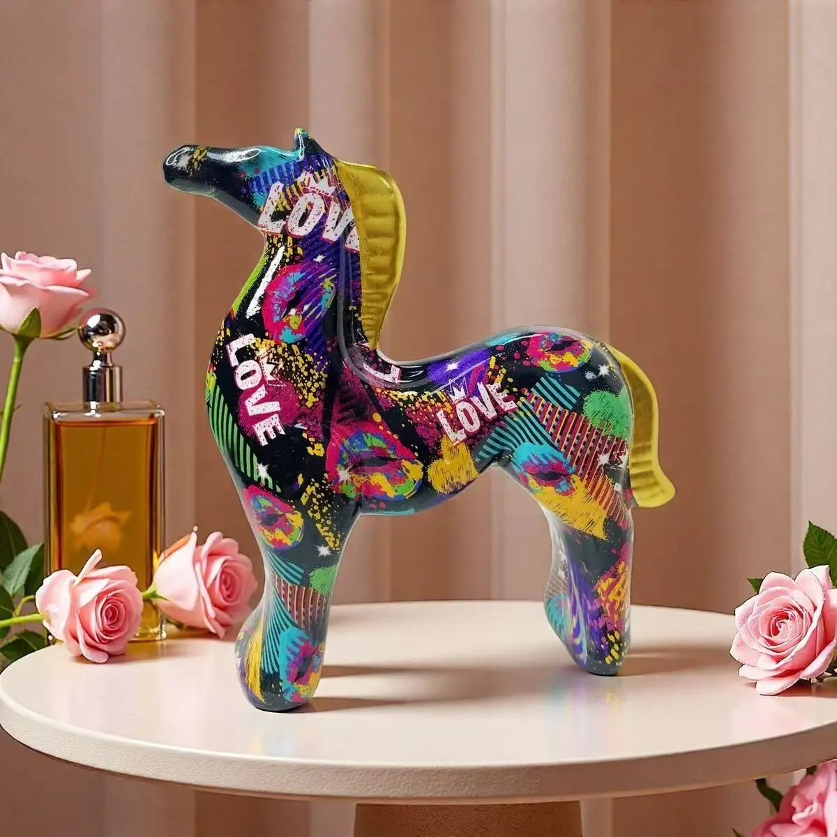 Creative New Abstract Horse Sculpture, Resin Craft Decor for Home Office, Moving-In Opening Gift, National Trend Art Piece