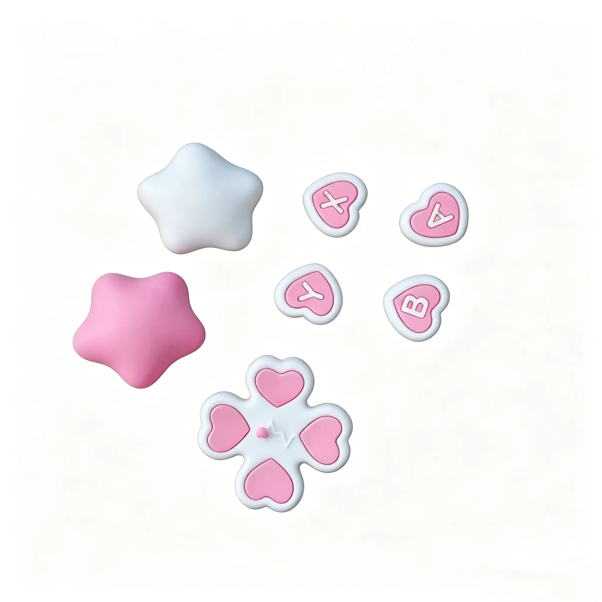 Pink Purple Love Silicone Soft D-pad Cross Button ABXY Key Sticker Skin Case For Switch Lite Console Thumb Stick Grip Cap Cover Console Accessories Game Console Accessories