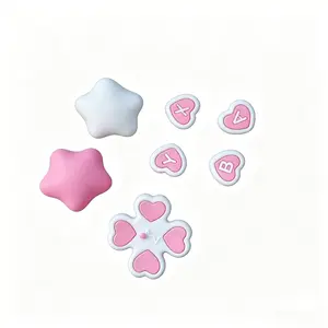 Pink Purple Love Silicone Soft D-pad Cross Button ABXY Key Sticker Skin Case For Switch Lite Console Thumb Stick Grip Cap Cover Console Accessories Game Console Accessories