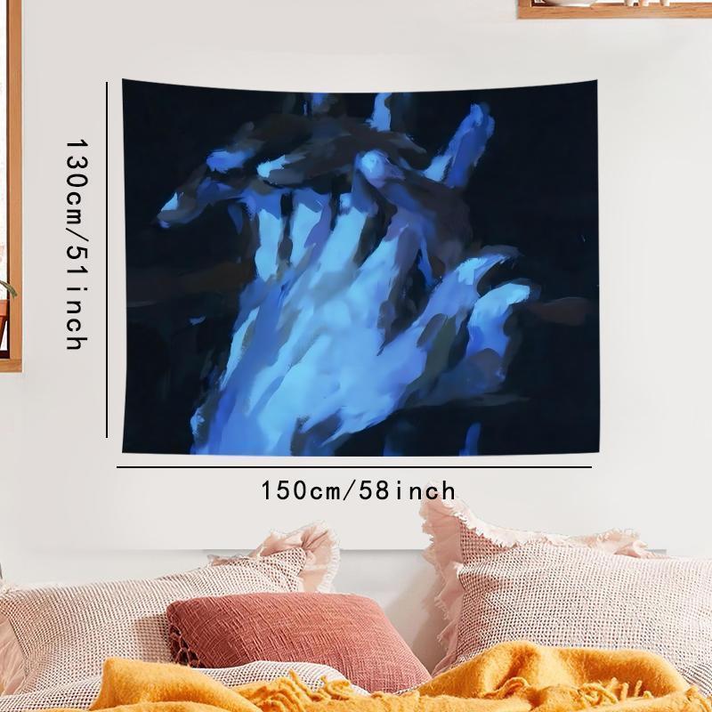 Abstract Hand Pattern Tapestry, 1 Count Wall Hanging Decor, Aesthetic Blue Oil Painting Wall Hanging Decor for Bedroom & Living Room Decor