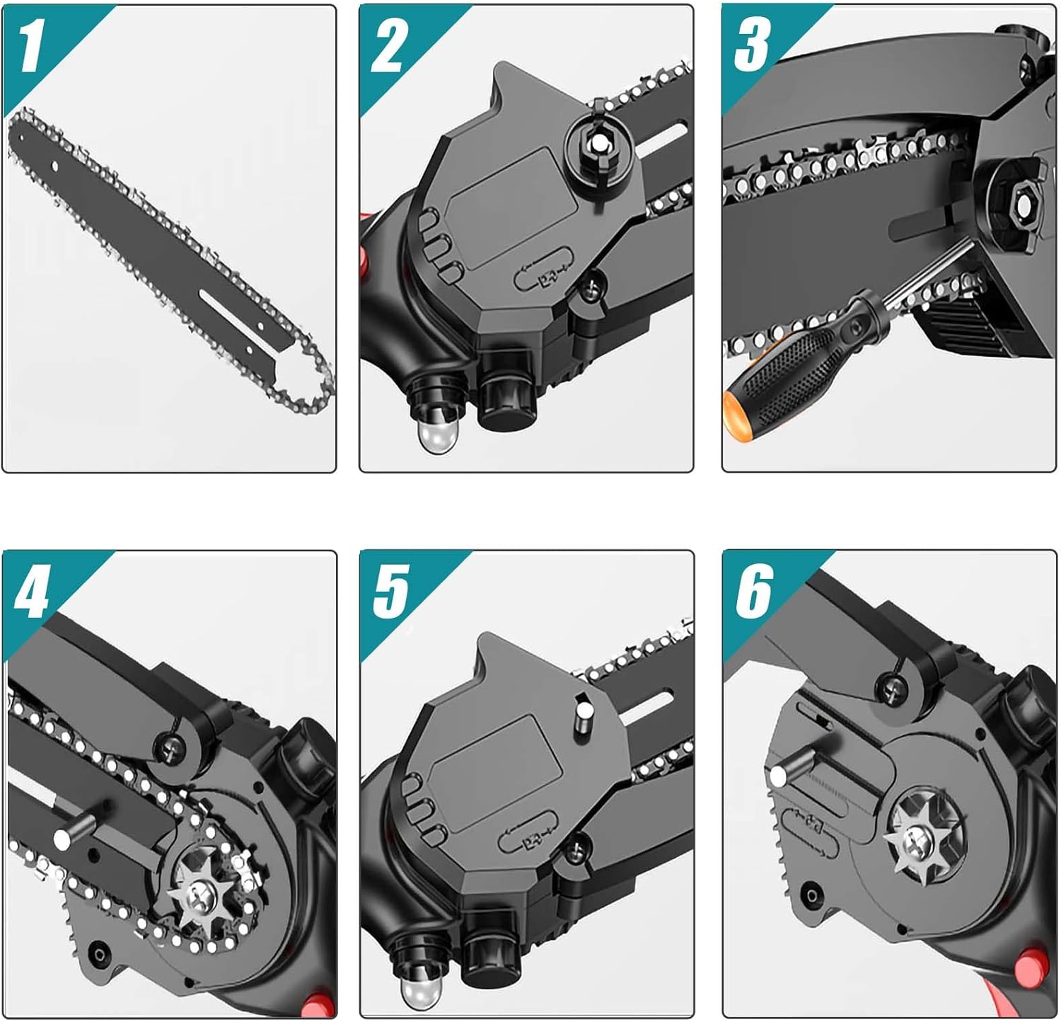 6 Inch  Chain, 5 count Replacement Chains for All 6-inch Cordless Electric Portable Mini Chainsaws, Durable Carbon 6Inch  Chains for Pruning Shears and