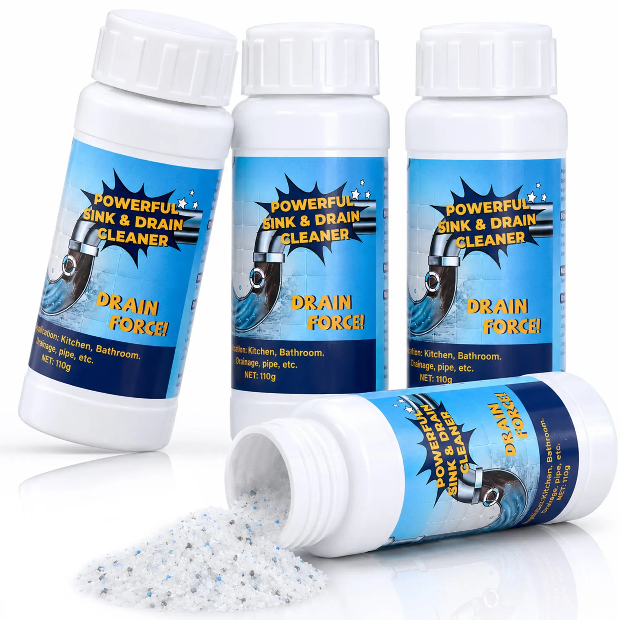 Sink Drain Cleaner, Drain Clog Remover, For Kitchen and Bathroom Pipes, 4 Packs