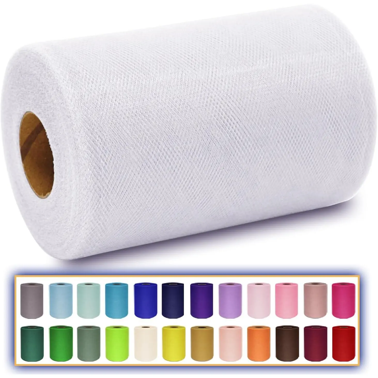 White Tulle Fabric Roll 6 Inch X 300 FT (100 Yards) Matte Tulle Ribbon Netting Mesh Spool for DIY Tutu Skirt Wedding Bow Gift Wrapping Baby Shower Christmas Party Halloween Decorations