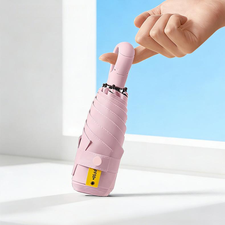 Mini Foldable Pocket Umbrella with Loop Buckle, Portable Rain, Rainproof, Wind Resistant, Windproof Waterproof 6-Rib Lightweight Folding Umbrella Tech for Men & Women, Outdoor Hiking, Travel & Everyday Use, graduation gift  Manual