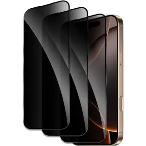 3-Pack Privacy Anti-Spy Tempered Glass Screen Protector for iPhone 17 Pro Max 17 Pro 17 16 15 14 13 Max Plus 16e, Shatterproof 9H Hardness, Anti-Glare HD Black Anti-Peep Filter, Case Friendly Ultra Resistant, Anti-Scratch Anti-Fingerprint