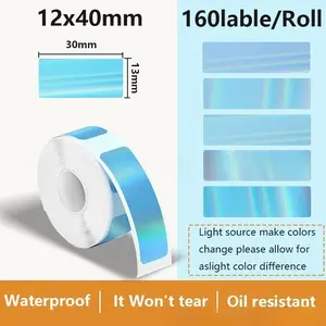 2roll, 160 color thermal label paper, compatible with D30 label printer laminated label stickers, home office thermal labels (12x40mm)