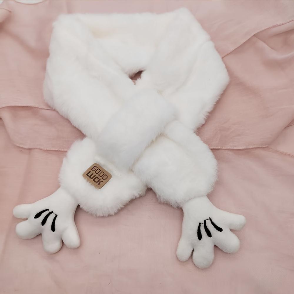 1pc & Winter Scarf - Soft Breathable Cross Scarf with White Paw Print & Bone-like Button-like Closure, Grey/Beige/Pink Color Options (No-Slip for), Minimalist Unisex Neck Warmer for Cold Weather Accessories