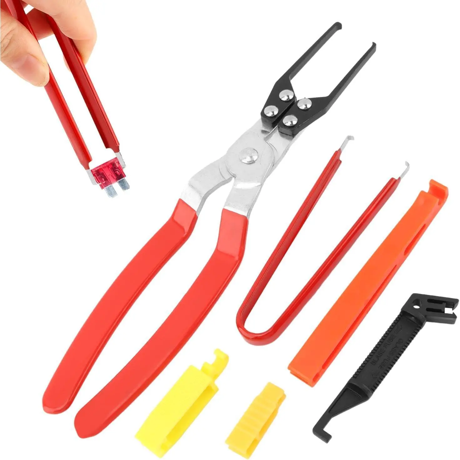 Automotive 6-Pack Relay Puller Pliers Set - Fuse Puller, Fuse Extractor, Battery Terminal Remover, Wiper Remover Tools for Cars