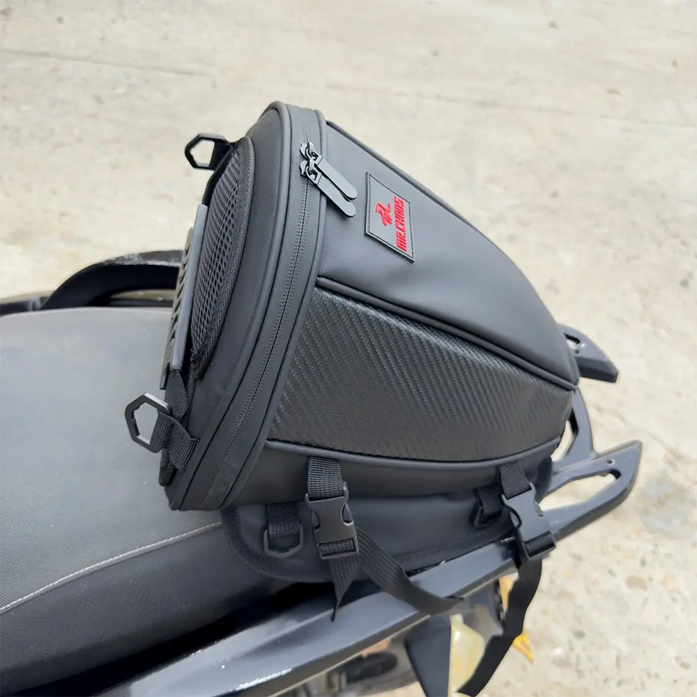 Mr.chaos Motorcycle Hard Shell Tail Bag, Waterproof Rear Seat Storage Bag, Universal Helmet Bag, Riding Backpack, Bike Saddle Bag