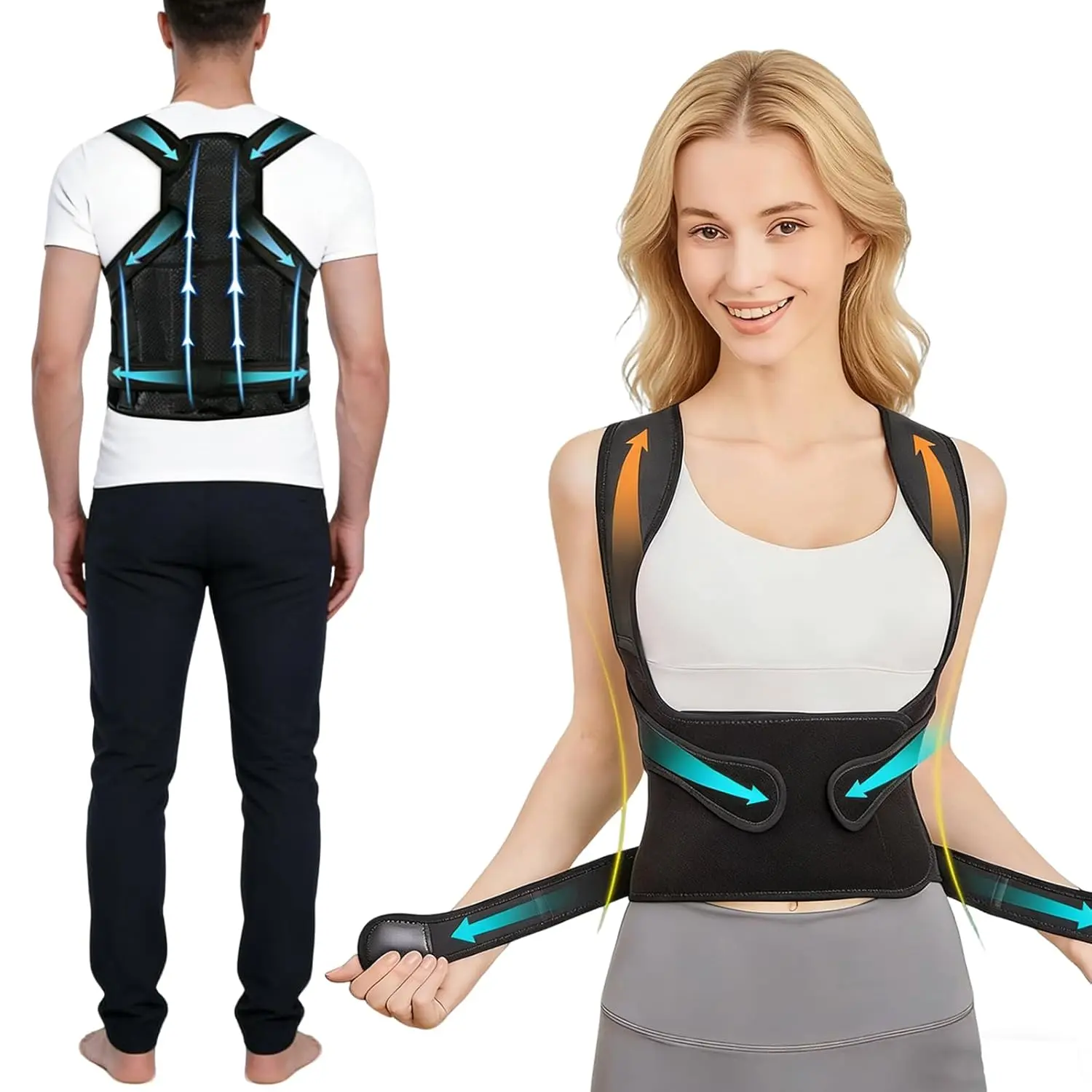 outdoor sports Back Brace Posture Corrector for Women and Men,Back Straightener Posture Corrector,Adjustable Posture Trainer,Back Brace Support for Upper Lower Back Pain Relief(L).