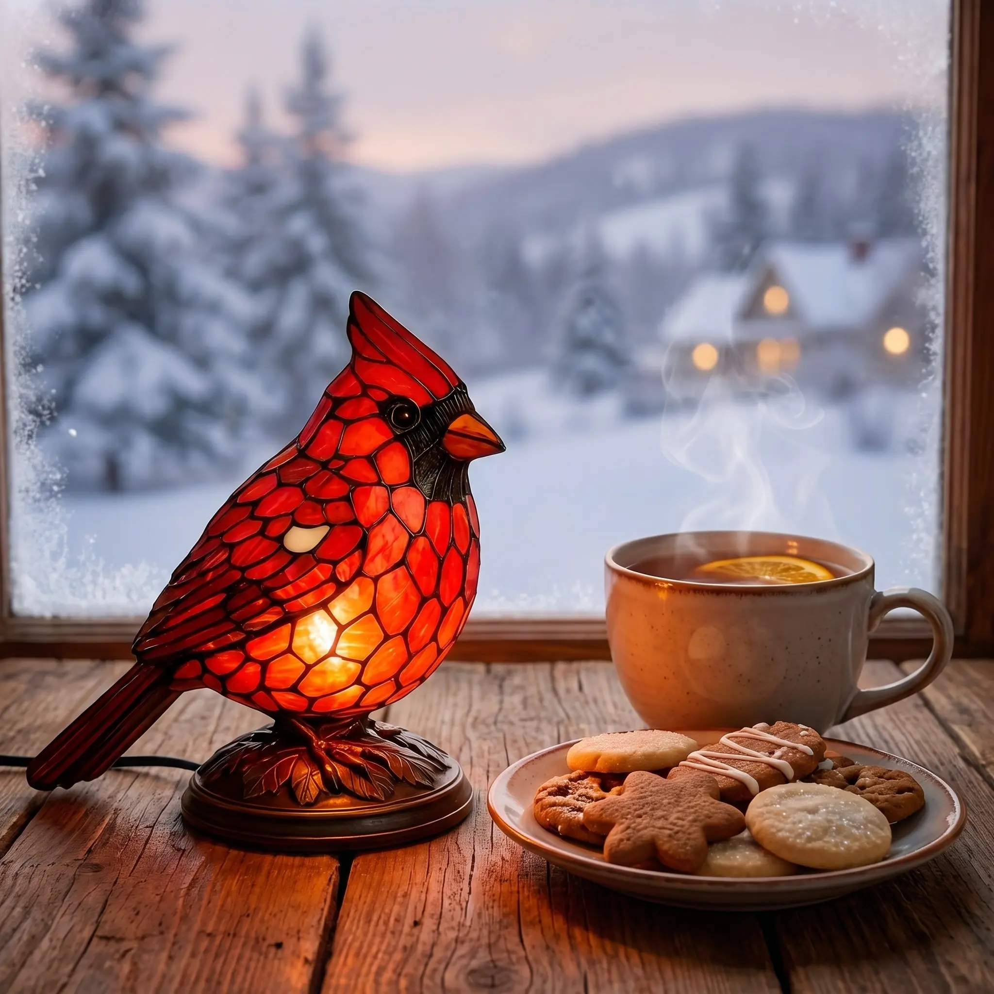 Cardinal Bird LED Night Light with USB Power, Festive Tabletop Decor for Christmas, Thanksgiving & New Year, Unique Collectible Gift