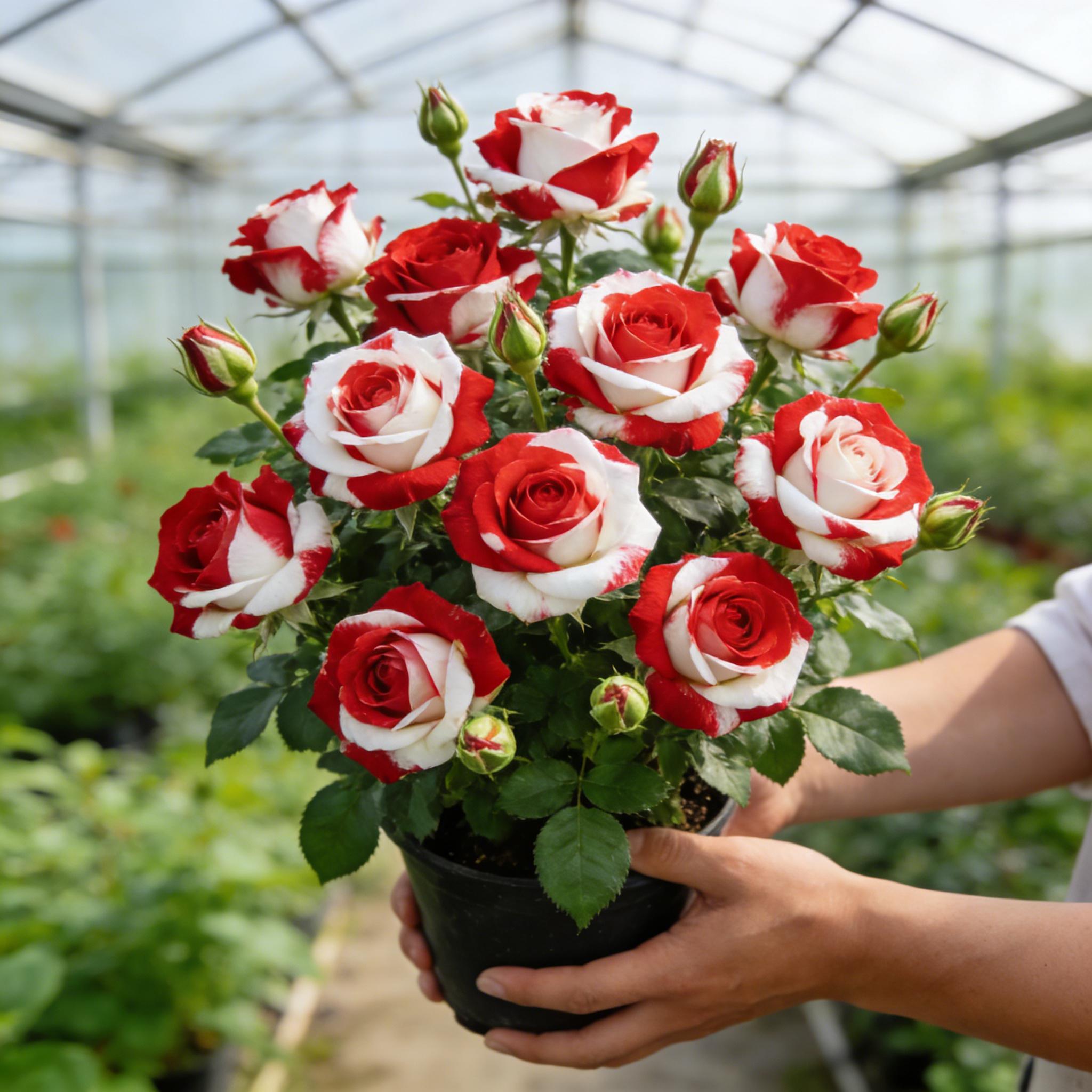 BestSellerTop300 Pcs Rare Twin Red White Rose Flower Seeds, Suitable for Small Gardens, Patios, Balconies & Indoor Cultivation, Low-Maintenance Outdoor Ornamental Flowers, Top Choice for Horticulture