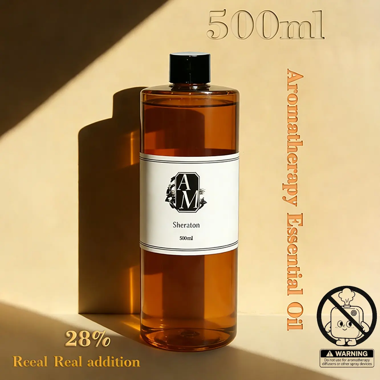 500ML Water-Based Essential Oil, Scent Diffuser Oil, Reed Diffuser Refill Liquid, 28% Fragrance Concentration, Suitable for Reed Diffusers, Humidifiers, Laundry Freshener