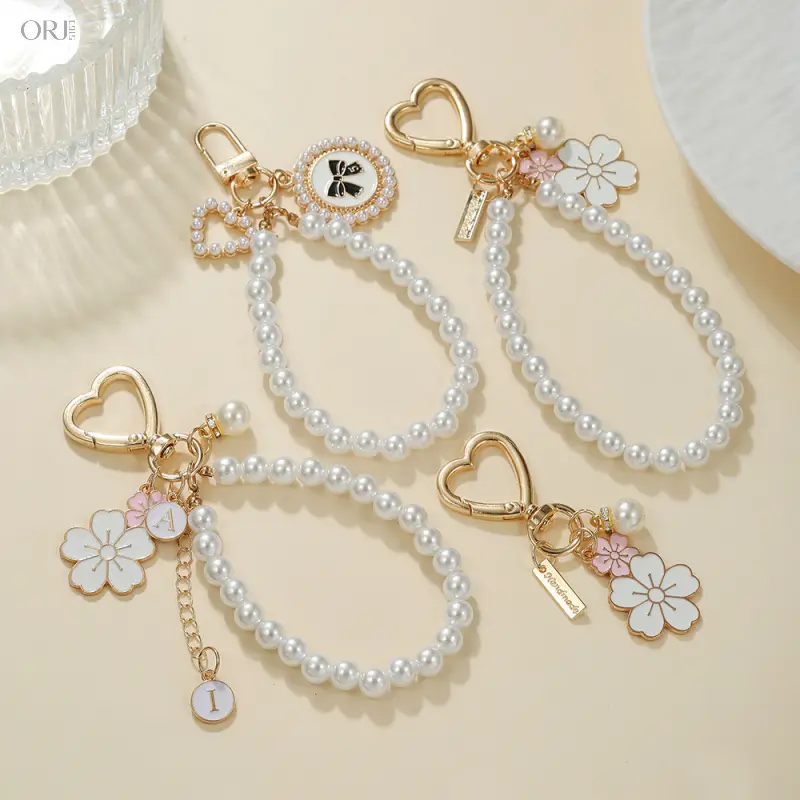 2 Pack Cute Petal Bow Beaded Keychain Charms, Multi-Use Hanging Ornaments For Handbags Car Keys Phones, Sweet Matching Pendant Set Best For Sisters BFFs Mom And Daughter Matching Gift Accessory,love,Personalized,Boyfriend,purse,reel,necklace,,,dad,,alloy,