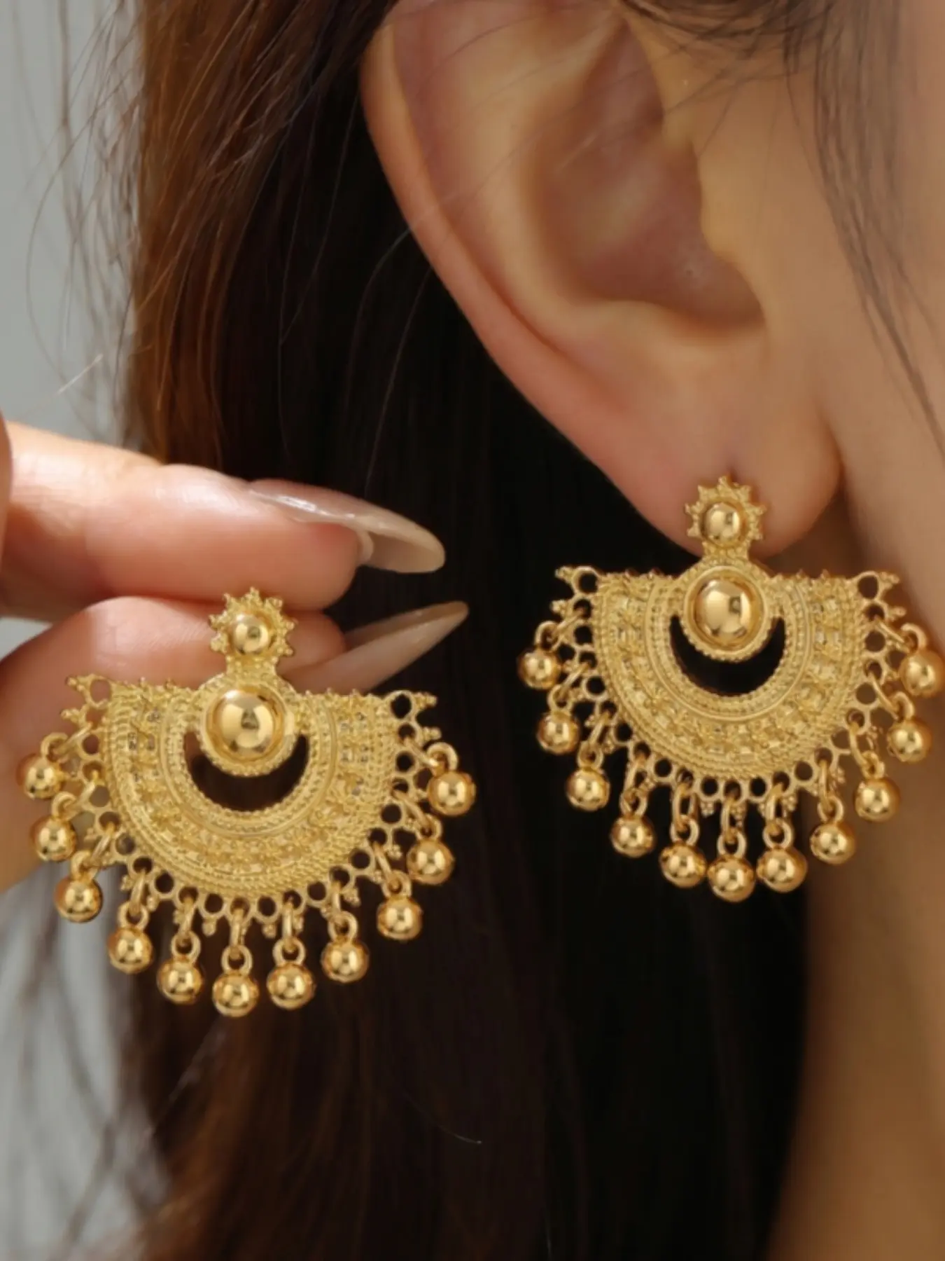 Exotic Indian Bell Earrings, Bohemian Earrings, High Quality Earrings, Vintage Ethnic Statement Jewelry, Perfect for Vacations, Parties, Daily Wear, Photo Props