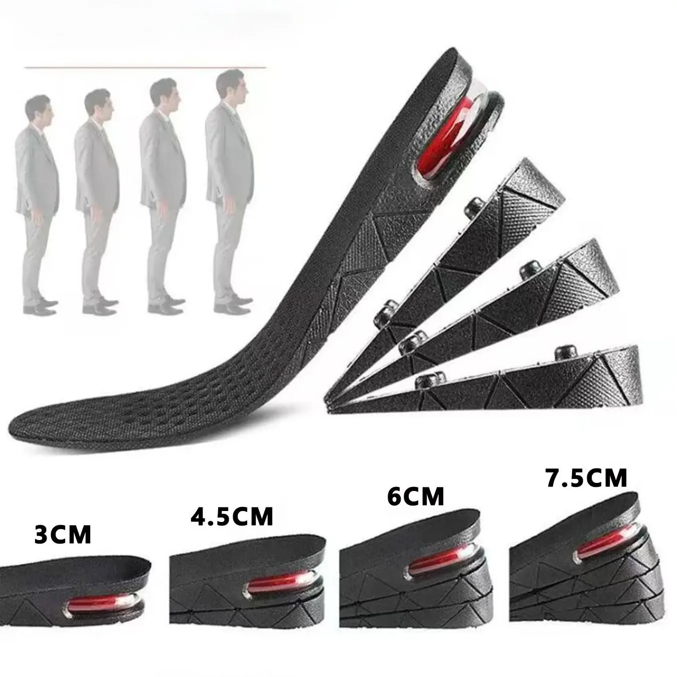 Invisible Height Increase Insoles, Adjustable Air Cushion, Cushioning Insoles, Shock‑Absorbing & Sweat‑Absorbable Shoe Inserts for Men & Women, 1‑2 Pairs Optional