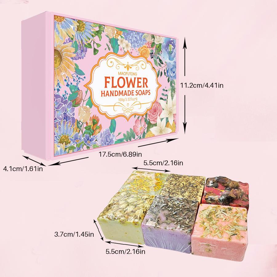 Flower Soap Set, 6 Counts/box Handmade Scented Soap, Moisturizing Soap for Showering, Washing Face, and Bathing, Body Wash & Cleansers