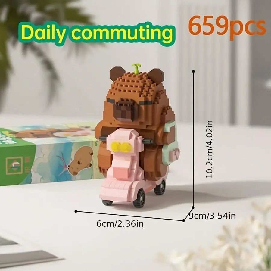 Individual Capybara Character Building Blocks for 12 13 14+ Years Old Kids Teens Adults Durable ABS Bricks Educational STEM Toy Funny Animal Room Decor Birthday Party Favor Present Ideas Plastic Building Blocks