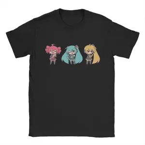 Kasane Teto   Vocaloid Triple Baka Chibis T Shirt Men Cotton Clothes Novelty Round Neck Short Sleeve