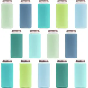 Slim Can Cooler Sleeves (14-Pack) Soft Insulated Slim Can Coolers for White Claw Seltzer & Slim Beer - HTV Blanks for Vinyl Projects - Skinny Can Koolies Bulk - Tall Can Koolie - Can Cozy for Slim Can