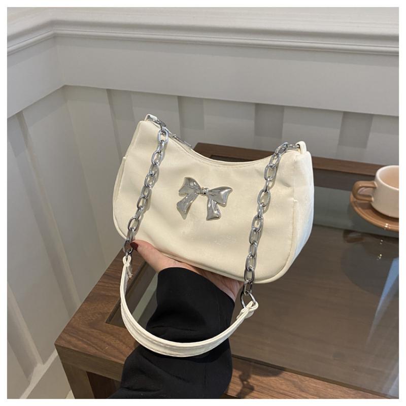 Sweet Little Fresh Bow Handbag Women Korean Armpit Crossbody Bag Chain Shoulder