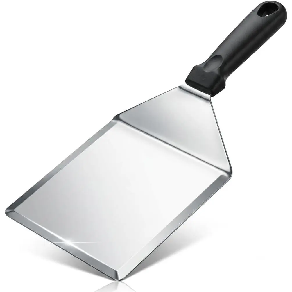 Extra Wide Hamburger Spatula Turner, Large Metal Spatula Heavy Duty Stainless Steel Spatulas Turner Flipper Beveled Edges for Skillets, Grills, Pancake Flipper, Smash Burgers, 6 x 5"