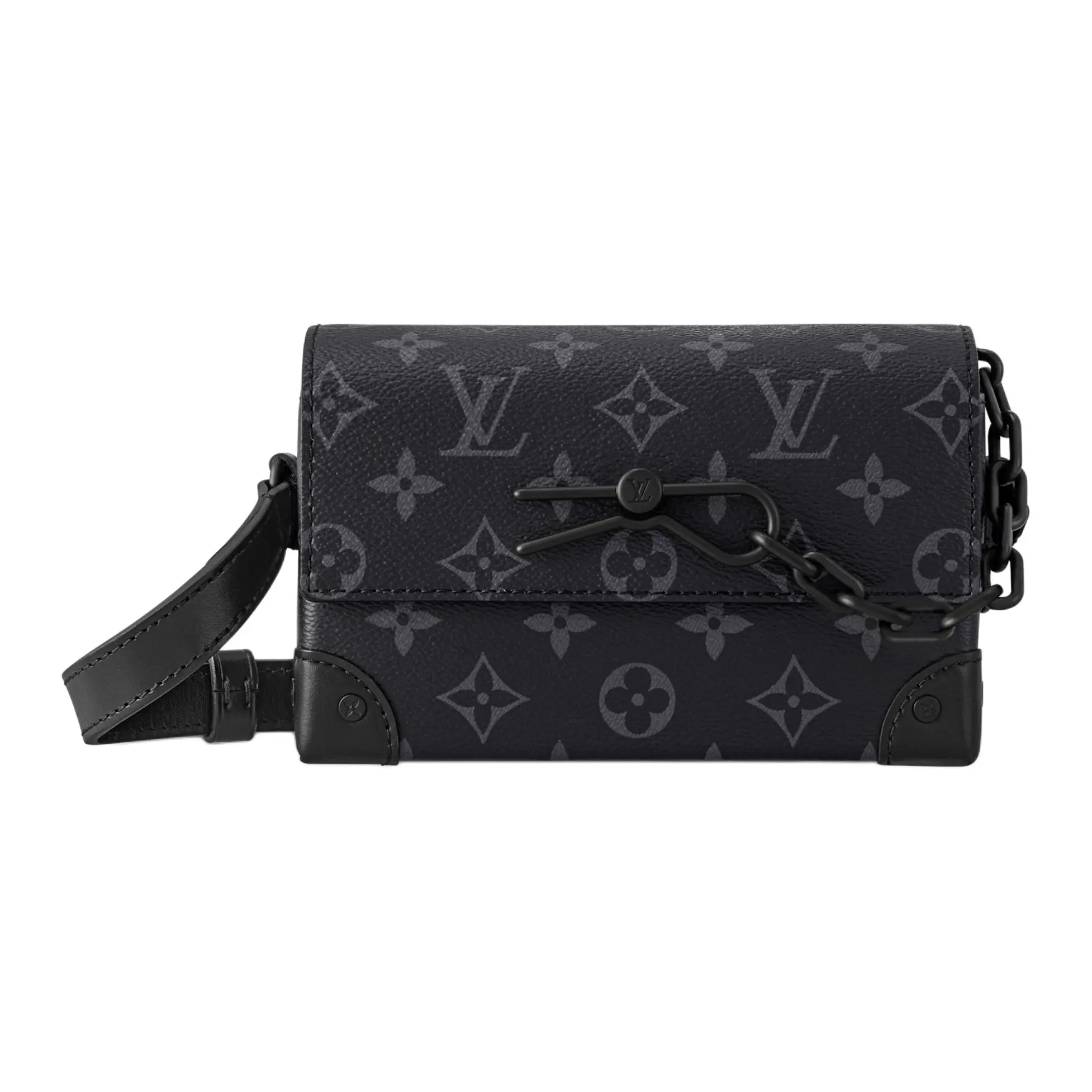 Louis Vuitton Steamer Mini Box Bag for Men – Classic Monogram Canvas with Leather Trim, Adjustable Strap, Black