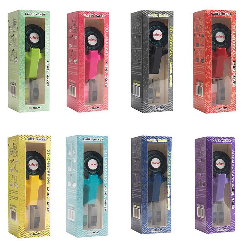 Mini Manual Printer C101 Label Embossing Tape Printer, Small Typewriter with 2 Rolls Ribbon, Handheld Stamping Machine for Notebooks, Portable