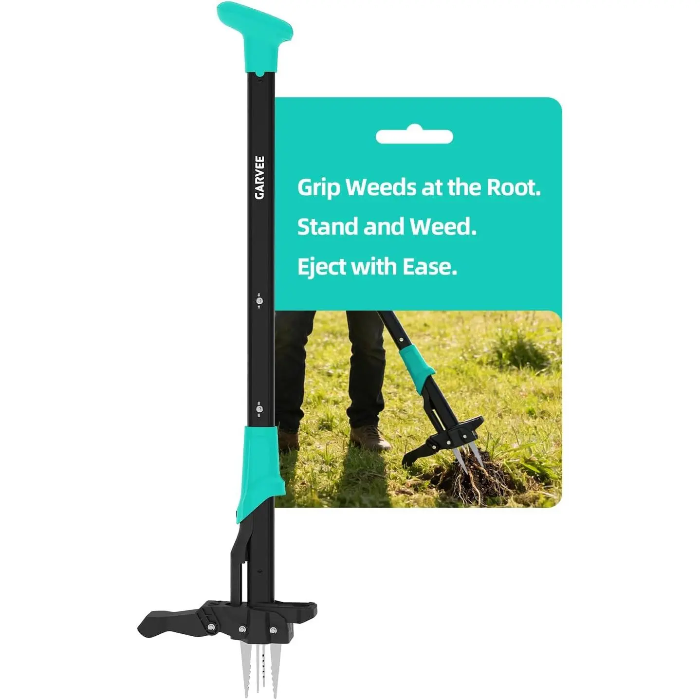 Garvee Effortless Weed Removal - 40" Long Handle Upright Weed Puller - 4-Claw Ejector Design - No Bending Needed - Durable Gardening Tool for Lawn and Garden