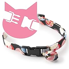 Hanami Bow Tie Cat Collar (Green) with bell safety breakaway soft lightweight for cats kitty kitten Japanese stylish pattern, No.1 Seller in Japan